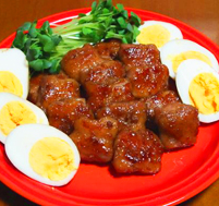 カナダポークのバラ薄切りでクルクル煮