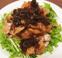 カナダポークのから揚げ、葱ソースかけ